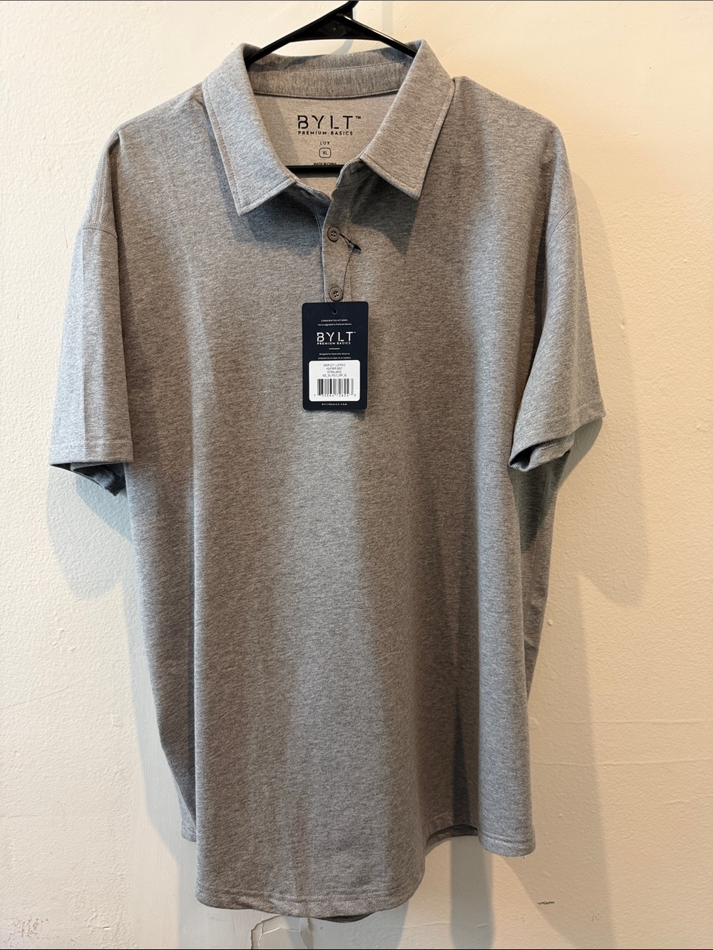 BYLT Premium Basics Heather Gray Polo